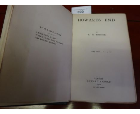 E.M. Forster, ' Howards End ' First Edition, London, Edward Arnold 1910, with a later cloth and leather bindingThere are form