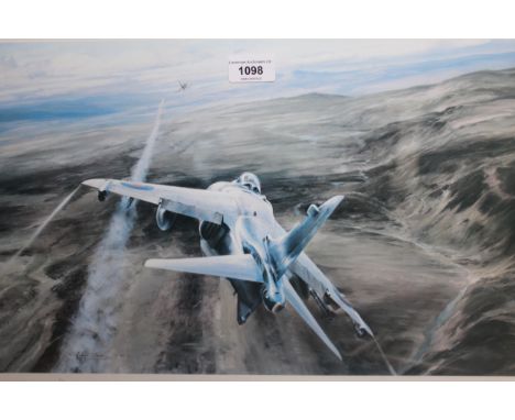 Robert Taylor, coloured print ' Air Strike Over West Falkland ', signed by various pilots, another coloured print ' Twilight 