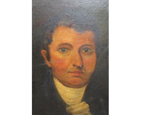 19th Century oil on canvas applied to board, head and shoulder portrait of a gentleman, 17ins x 14ins, gilt framed 