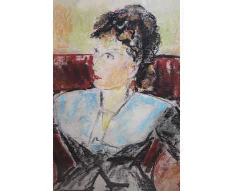 Paul Maze signed pastel, portrait of a seated lady, 17.5ins x 15ins 