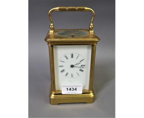 Henry Capt, Geneva, gilt brass carriage clock, the enamel dial with Roman numerals, with a two train repeater movement striki