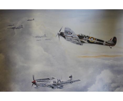 Terence Brind, signed Limited Edition colour print, No. 191 of 250 ' Dawn Handover ', signed by Air Vice Marshall Johnnie Joh