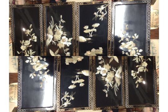A Set Of Four Oriental Black Lacquer And Mother Pearl Wall Panels Auction Date