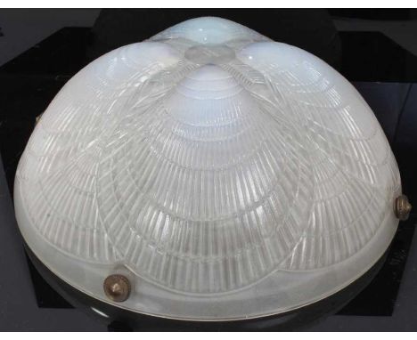 Lalique 'Coquille' pattern opalescent glass hanging lamp shade , etched 'R. Lalique, France', 30cm diameterCondition report: 