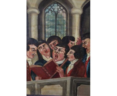 Tim Bobbin 1708-1786, oil on canvas, the male choir, in black frame, 50 x 40cm