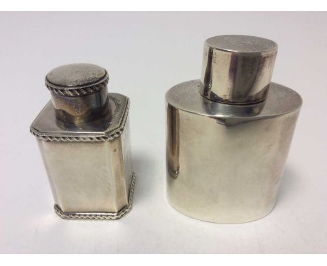Victorian silver tea caddy of square form with canted corners and gadrooned borders, slip on cover, (Birmingham 1887), maker 