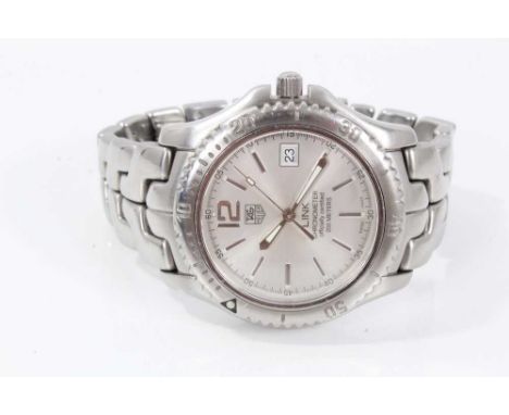 Gentlemen's Tag Heuer Link Chronometer stainless steel wristwatch, model WT5113, the circular brushed steel dial with date ap