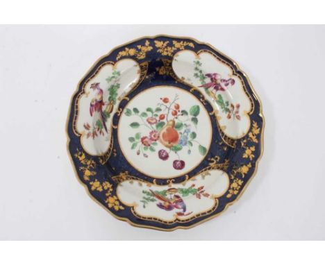 Worcester 'Lady Mary Wortley Montagu' pattern deep plate, c.1770, painted in the London atelier of James Giles, pseudo-Chines