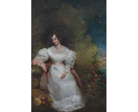 Pair of 19th century oils on panel - female figures in rural landscapes, in gilt frames, 35cm x 30cm Condition report: Both w