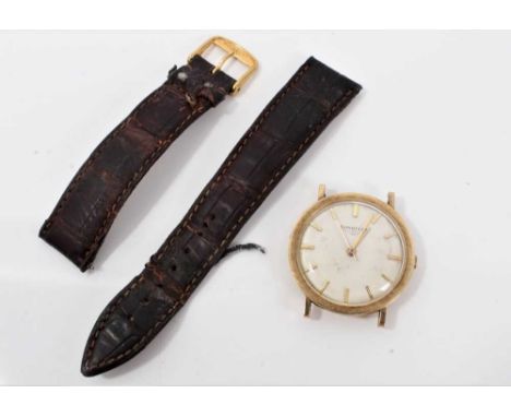 1960s gentlemen's 14K gold Longines wristwatch wit manual wind movement, circular dial with applied gold baton hour markers, 