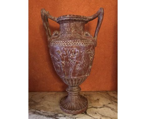 Good decorative classical style urn, with everted egg and dart moulded rim and twin bifurcated handles with swan head termina