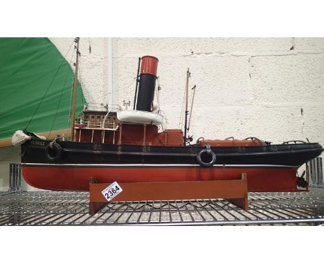 Radio control model boat Sea Eagle vintage steam tug with fitted motor, speed control, battery, receiver (Crystal Brown) etc.