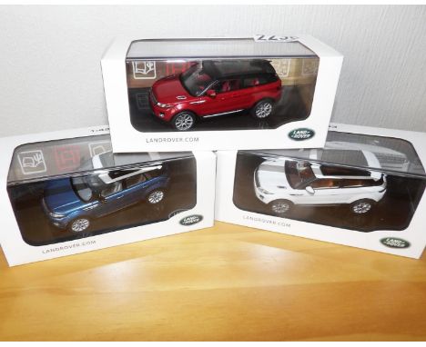 IXO 1.43 Scale Jaguar Land Rover Dealer Models x 3 Evoque. P&amp;P Group 2 (£18+VAT for the first lot and £2+VAT for subseque