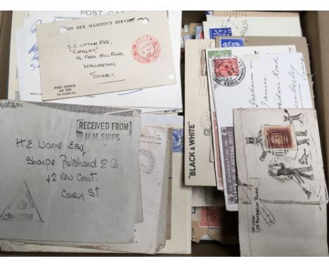 GB: SMALL BOX POSTAL HISTORY, STATIONERY, COVERS, FROM QV ONWARDS INCLUDING 1862 HAND ILLUSTRATED ENVELOPE (FAULTS) 1911 FIRS