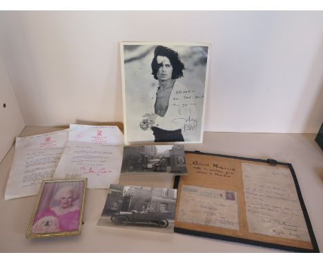 An assortment of Ephemera to include a signed photograph of Johnny Depp, a letter from Montgomery to the women of Moss Side, 