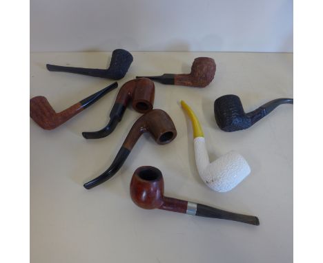 A collection of eight tobacco pipes, most by Sims, all used except clay pipe, but generally good 