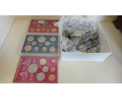 A mixed collection of British coinage sets, post 1946 - three proof sets, quantity of loose coins 