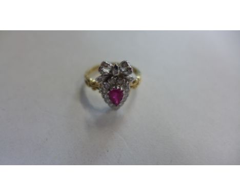 A 9ct ruby and diamond ring, size N, approx 3.2 grams,in good condition 