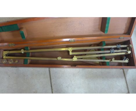 A fine 19th century boxed brass pantograph by A G Thornton of Manchester, original mahogany box and accessories 