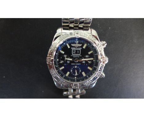 A Breitling Blackbird stainless steel chronograph wristwatch, ref A4435912-2405675, with black dial, total width 49mm includi