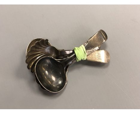 Four Georgian Newcastle silver caddy spoons CONDITION REPORT: In good condition. 