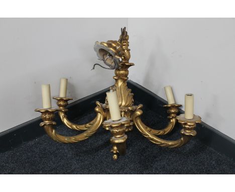 A gilt wood six way light fitting 