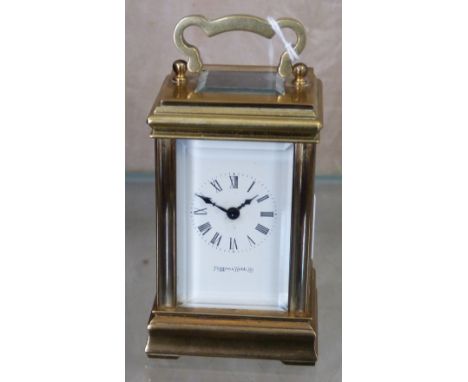 A Mappin and Webb Co. brass cased manual wind carriage clock, 8 cm x 5 cm