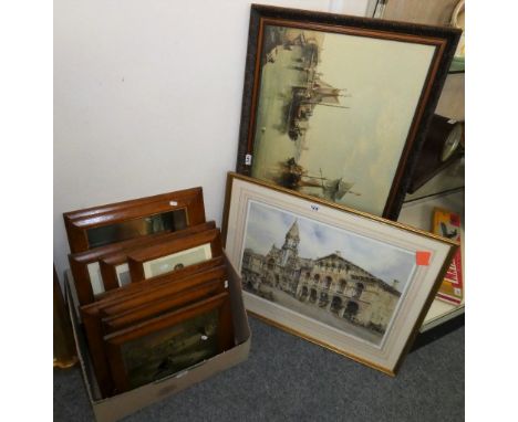 Five fishing and hunting prints together with four Vanity Fair prints, two prints of sailing ships, a limited edition print o
