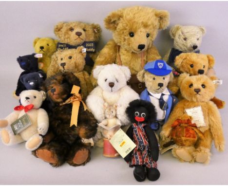 Steiff and other teddy bears in two boxes, approximately fourteen