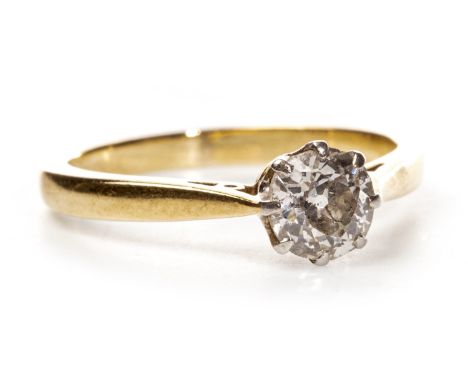DIAMOND SOLITAIRE RING, set with a round brilliant cut diamond of approximately 0.50 carats, marked 18CT, size K, 2.6g