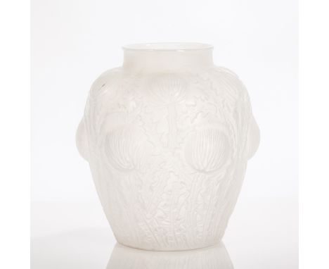 RENÉ LALIQUE DOMRÉMY VASE
designed in 1926, frosted opalescent glass, rim frosted, etched 'R Lalique France' to base, 16cm hi