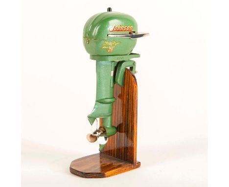 A vintage Johnson 25HP toy outboard motor. Vintage K&amp;O 1957 Johnson 25HP miniature motor for model boats. The lower unit 