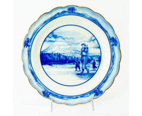 Commemorates the centenary of the first U.K. win in Scotland. Golfing scene. Special edition of 150. Blue and white coloratio