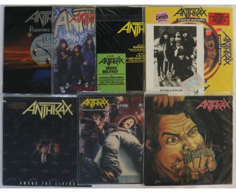 ANTHRAX - Amazing collection of 5 x LPs (the band's first 5 albums), 2 x 12", 2 x promo cassettes and, (as with the previous 