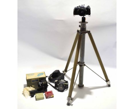 Pentax camera with attached tripod