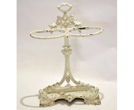 White painted cast metal stick stand, circa late 19th/early 20th century, 75cm high