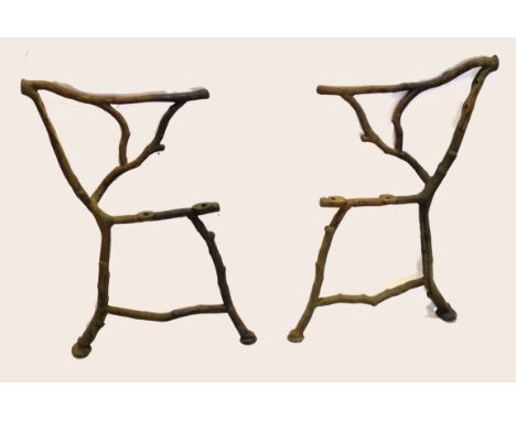 Vintage cast metal trunk shaped chair frame in two sections, 70cm high