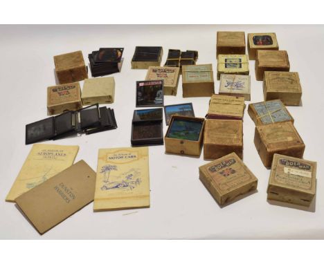 Collection of boxed sets of magic lantern slides, including The Boer War Chapter 2, Jack the Giant Killer, Heroes of the Ligh