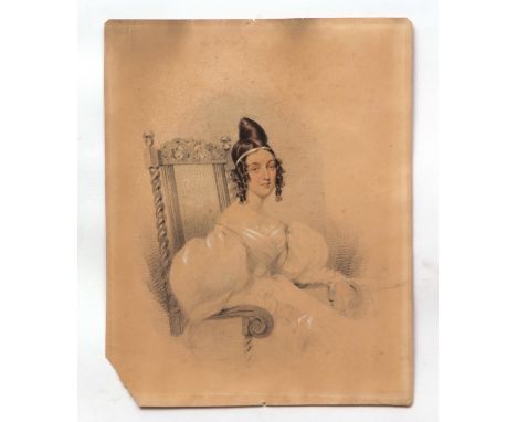 Horace Beevor Love,  Half-length portrait of a seated lady watercolour, signed and dated 1835 lower right, 24 x 19cms, unfram