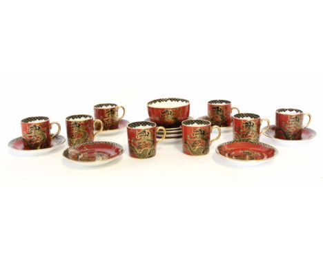 Charlson China coffee set comprising eight coffee cans and saucers and sugar bowl