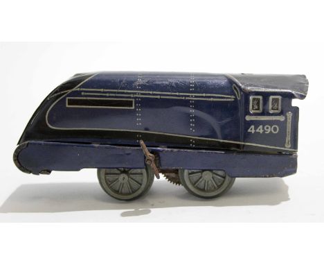Clockwork tin plate model of the Mallard steam engine in working order