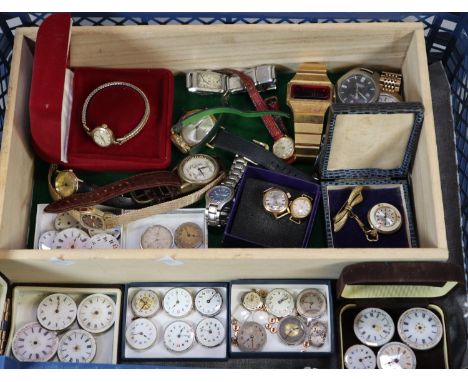 Collection of various watches, to include: 9ct gold faced Omega lady's watch, Buggs Bunny watch, First Sketch Model Sheet War