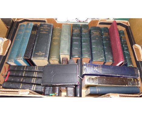 Box of antiquarian/vintage ecclesiastical books: 'The Jesuits 1534-1921' by Thomas J Campbell S.J. published in 1921, 'Practi