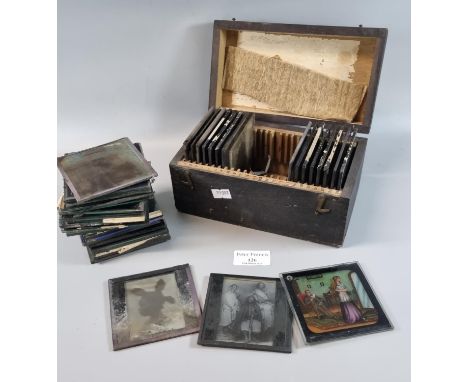 Collection of Victorian magic lantern glass slides featuring little black boys with rhymes, other figural etc.  (B.P. 21% + V