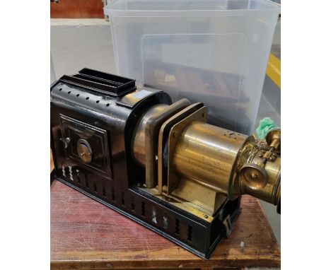 New Pattern Helioscopic lantern patent No. 2459 in fitted wooden case with assorted Kodak plates and slides: religious etc.  