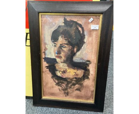 20th century British school, portrait of a woman.  Oils on Board.  48x31cm approx.   (B.P. 21% + VAT) 