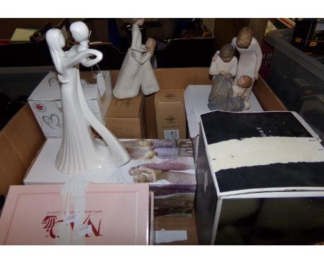 Box of figurines, many in original boxes: Nao, Willow Tree, Coalport 'Thoughtful' etc.  (approx. 10).   (B.P. 21% + VAT) 