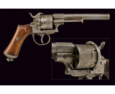 dating: about 1870 provenance: Liege, Round, rifled, 11 mm cal. barrel, with octagonal base, engraved and marked 'E. LEFAUCHE