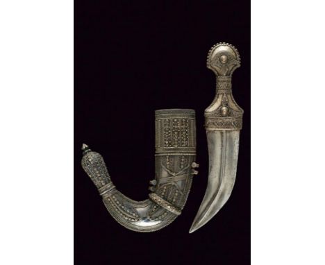 dating: Late 19th Century provenance: Arabian Peninsula, Wide, curved, double-edged blade with central raiser; grip completel