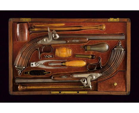 dating: Mid 19th Century provenance: St. Etienne, Heavy, octagonal, rifled, 12 mm cal. barrels, with engraved base and precis